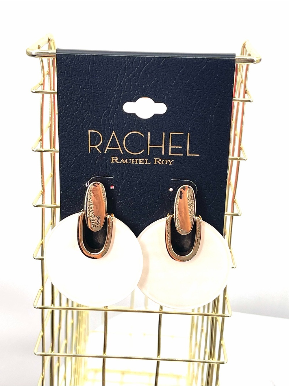 Rachel Rachel Roy nwt gold white dangle disc earrings